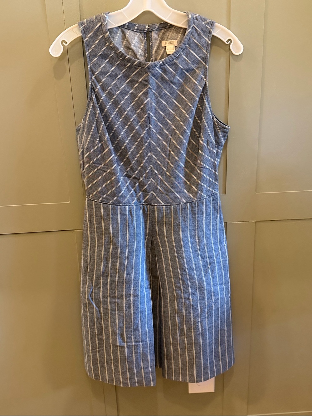 J. Crew Sleeveless Chambray-Style Striped dress
